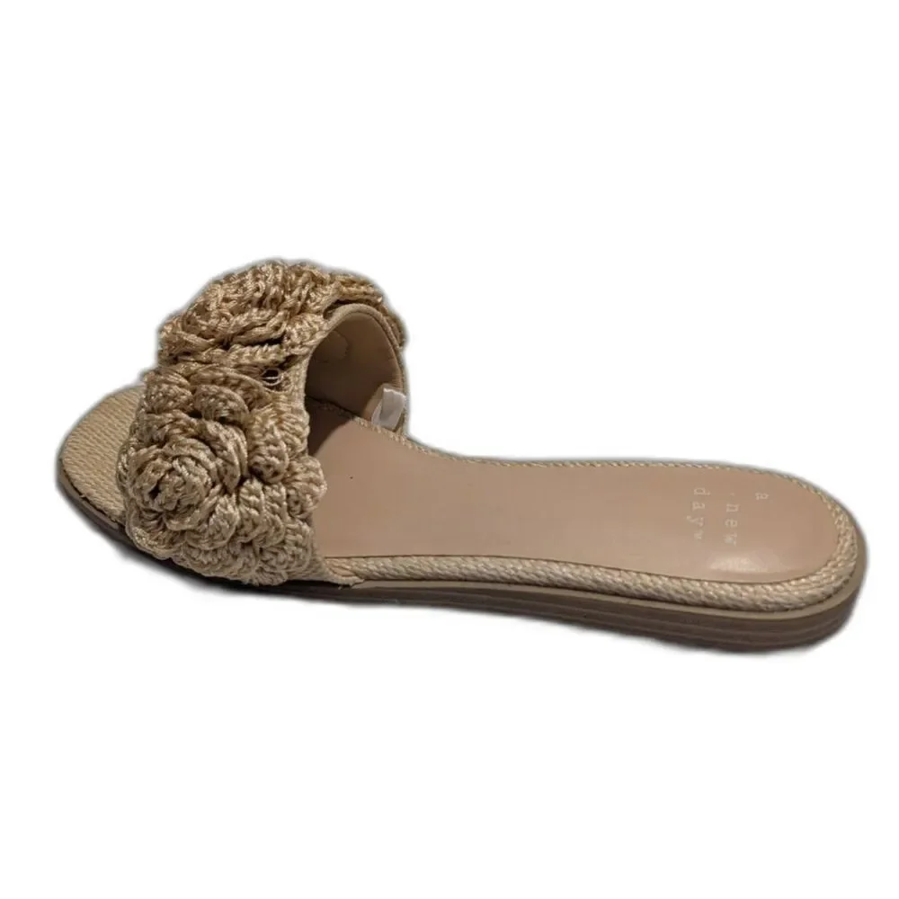 Women's Coco Raffia Flower Sandals -A New Day- Tan Size 11